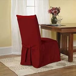 Sure Fit Cotton Duck Long Dining Room Chair Slipcover - Claret