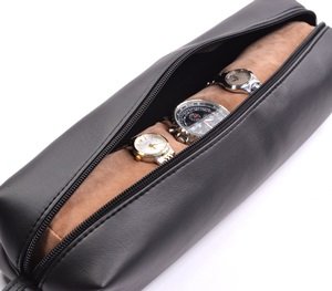 Cosmos ® black color pu leather watch and bracelet travel storag…