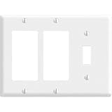 Leviton Triple-Gang Wall Plate, 2 Decora/1 Toggle, White