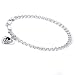 Sterling Silver Double Open Link Bracelet w/ Garnet Heart Charm - 7