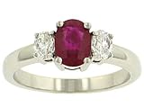 3 Stone Oval Ruby (1.10ct) and Diamond (.50ct) Ring