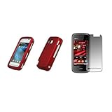 Nokia Nuron 5230 - Premium Red Rubberized Snap-On Cover Hard Case Cell Phon ....