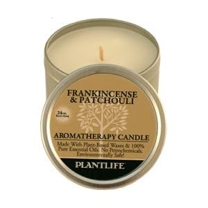 Frankincense & Patchouli Aromatherapy Candle- 24 hr. burn time- made with 100% pure essential oils