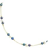 14K Gold BlackWhite Freshwater Necklace 16
