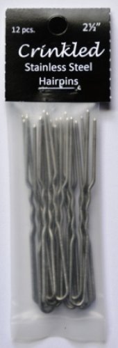 3 Pack 3 Inch Crinkled Snagless Amish Steel Hair Pins (36 Pins)