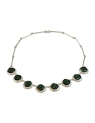 Jade link necklace, Square Circle - Sterling Silver Jade Link Necklace