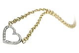 14K Yellow Gold Open Heart Necklace Enhanced with Pave Set Diamonds