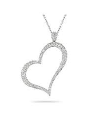 1/2 (0.46-0.55) Cts Diamond Pave Heart Pendant in 14K White Gold