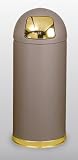 Designer Line Crowne Collection 15 gallon Steel/Brass Round Top Textured Brown/Brass Waste Receptacle R1536SBBRPL
