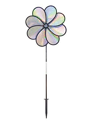 In the Breeze Silver Sparkle 8-Petal Flower Spinner, 14-Inch