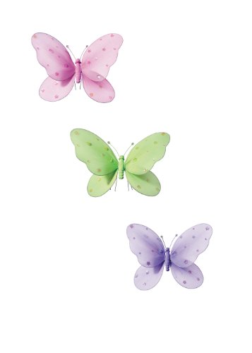 3pc Set of Butterfly Decorations for Butterfly Room Wedding & Party Decor (Butterfly 5" x 4" Set, Green)