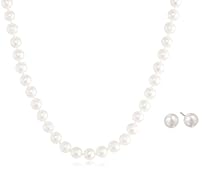 Hot Sale 14k Yellow Gold Akoya Cultured Pearl 6.5-7mm Necklace and Stud Earring Set