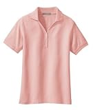 NEW Port Authority - Ladies 100% Pima Cotton Sport Shirt Light Pink-M