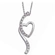 14Kt White Gold Diamond Arty Heart Pendant Necklace