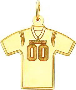 14K Gold NFL San Diego Chargers Football Jersey Charm