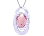 14K Yellow or White Gold Oval Gemstone and Diamond Pendant-Rose Quartz/Briolette ,w/o Chain