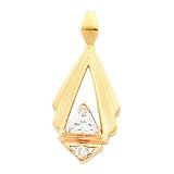 14K Yellow Gold Moissanite and Diamond Pendant