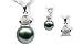 Jewelry : 18K white gold Minnie Black Tahitian cultured pearl and diamond pendant