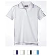 UltraClub - Ladies' Cool-N-Dry White-Body Jersey Polo with Striped Trim (8554)