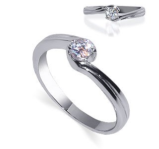 .925 Sterling Silver Solitaire Brilliant Cut Cubic Zirconia Band Promise Ring