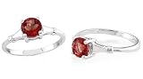 Round Cut Garnet Solitaire Ring Sterling Silver