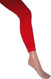 Adult Red Ankle Length Footless Tights with Lace Trim Regular