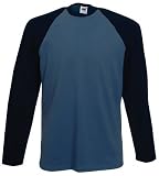 Long sleeve baseball t-shirt Steel Blue and Deep Navy Large (41 - 43 inch chest)