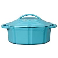 Isaac Mizrahi 6 qt Cast Iron Dutch Oven with Lid - Turquoise