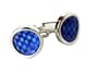 Fiber Optic Blue Checkered Wave Cufflinks with Gift Box