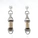 Southwestern Native American Handcrafted Dangle Post Earrings in 14Kt Gold and Sterling Silver by M. M. Rogers, #11269