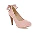BeanFashion Womens Closed Round Toe Kitten Heel Platform PU Soft Material Solid Pumps with Bowknot