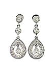 18K White gold and diamond 'drops' Victorian style earrings