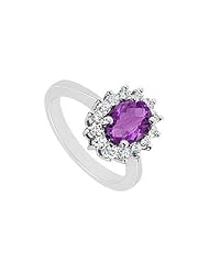 Amethyst and Diamond Ring 14K White Gold - 1.50 CT TGW