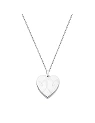 Sterling Silver Engraved Heart Locket Pendant (0.95" or 24mm Height) with 1.5mm Rolo Cable Chain - 18" Inches