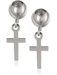 Childrens Sterling Silver Cross From 4mm Bead Drop Earrings