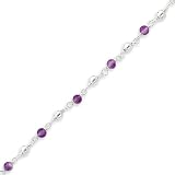 Sterling Silver 18 Inch Polished Amethyst Beaded Necklace - 18 Inch