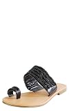 Metis Beaded Toe Flat Sandals BLACK