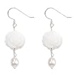 FOJO's Genuine White Quartz Carved Rose Pearl Earrings
