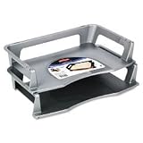 Nesting Letter Trays, Two-Tier, Plastic, Silver
