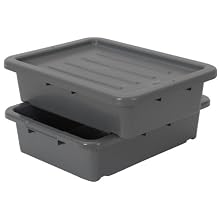 Continental 1525GY-BP, Heavy-Duty Bus Tub and Lid, Bulk Packed, 5" Depth, Grey (Case of 210)