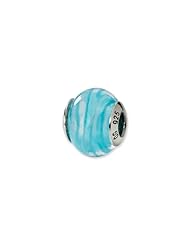 Blue and White Swirl, Murano Glass Charm for 3mm Charm Bracelets