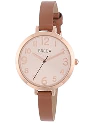 Breda Womens 8167-rose/beige Tyra Slim Runway Brown Faux Leather Strap Watch