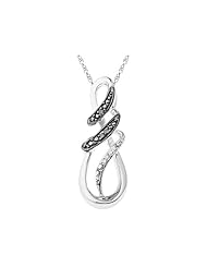 Black Diamond Infinity Drop Pendant Necklace in Sterling Silver with Chain