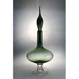 DECO 23.62 GREEN BELLY BOTTLE - DECO COLLECTION 23.62 INCH GREEN GLASS BELLY BOTTLE