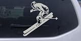 Car Sport-Skier Sports Car Window Wall Laptop Decal Sticker -- Silver 6in X 6in