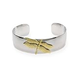 Eve's Addiction Silver and Gold Dragonfly Cuff Bracelet