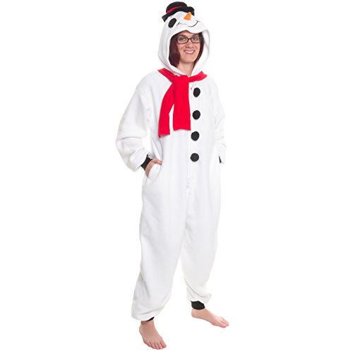 Silver Lilly Unisex Pajamas - Plush One Piece Cosplay Holiday Snowman Costume
