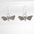 Dangle LOVE Earrings on Winged Heart in Sterling Silver, #8879