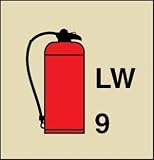 IMO Maritime Fire Control Sign - Portable Fire Extinguisher (Glow-in-the-Dark) (Self Adhesive (Glow) / 150 x 150mm)