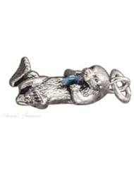 Sterling Silver 3D Sea Otter Imitation Opal Animal Ocean Nautical Charm
